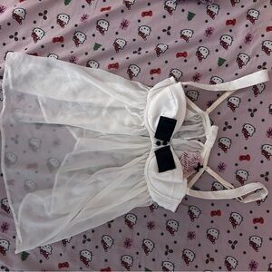 Elegant White VS Lingerie top with Black Accents